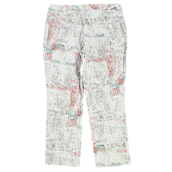 NYDJ Paisley Impression Cream Everyday Ankle Trouser Pockets Boho Vacation - Picture 3 of 10